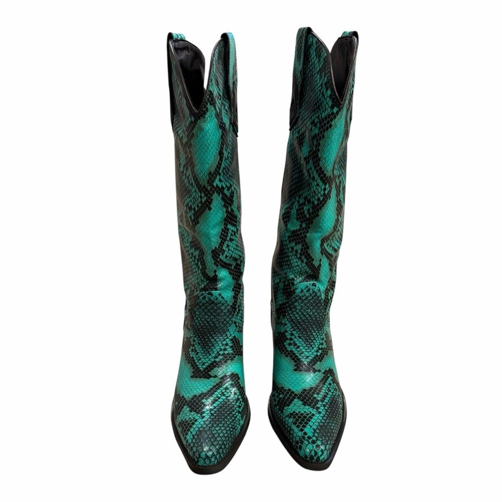 NIB Wetkiss Boots THE SHEILA Green & Black Snakeskin Snip Toe Western Boots - 7 - Picture 5 of 15